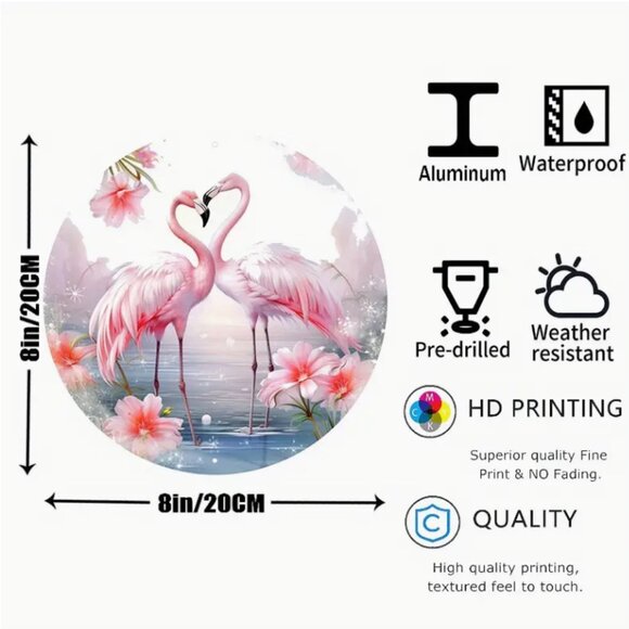 1pc 8"x8" Aluminum Sign, Be Yourself Unless You Can Be a Flamingo, Wreath Sign - Picture 2 of 2